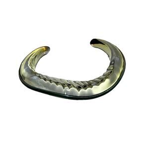 Artisan Murano Inspired Art Glass Clear Wavy Designer Cuff Bracelet Modernist